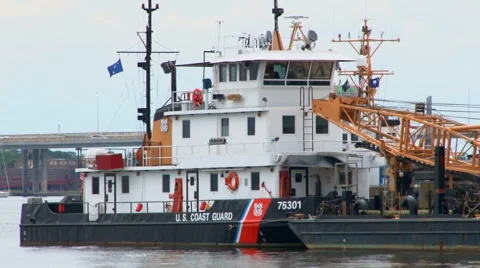 U.S. Coast Guard tugboat Stock Footage 49042865