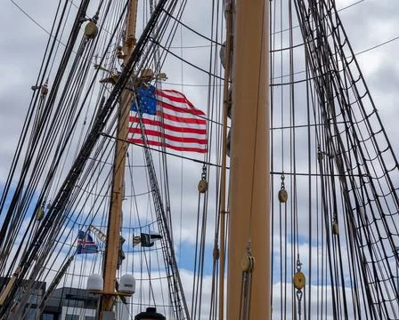 US coastguard tallship Eagle visiting Reykjavik Harbour, Iceland Stock Photos