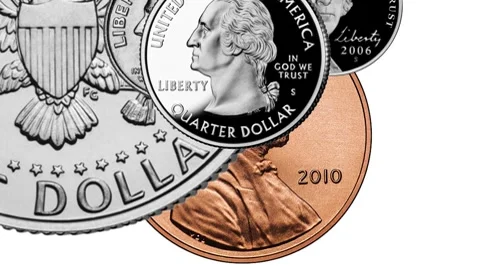 U.S. Coins Falling Money Background 스톡 동영상 8795853