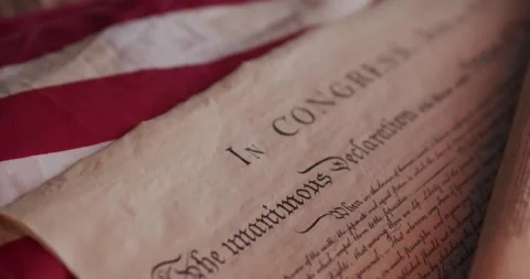 US constitution and US flag Stock Footage 149054650