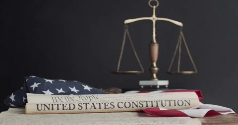 US constitution and US flag Stock Footage 149055662