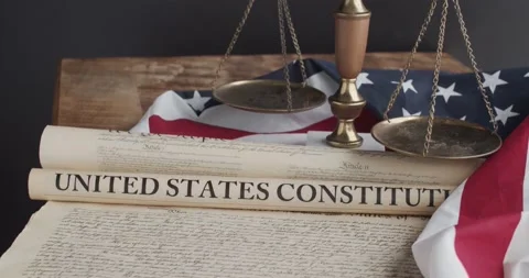 US constitution and US flag Stock Footage 149055796