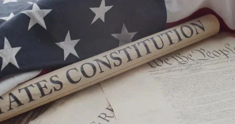 US constitution and US flag Stock Footage 149055805