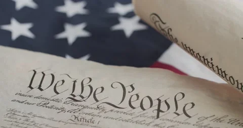 US constitution and US flag Video stock 149055851