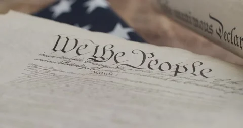 US constitution and US flag Stock Footage 149055893