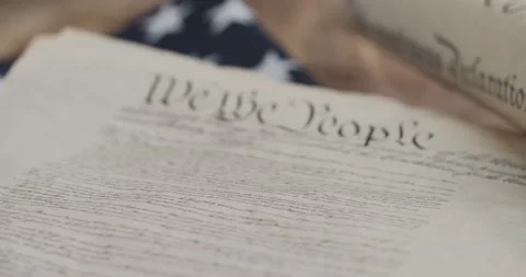 US constitution and US flag Stock Footage 149055896