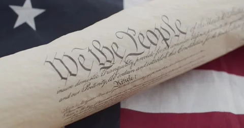 US constitution and US flag Stock Footage 149056083