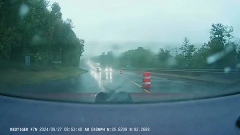 US: Couple's Close Call with Mudslide Captured on Camera During Hurricane He... Stock Footage 286409802