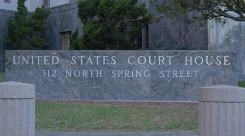 U.S. Courthouse Sign Downtown Los Angeles Stock Footage 54263064