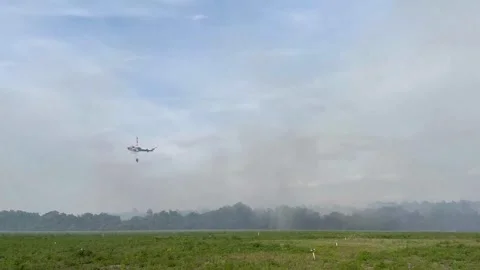 US: Crews reach 85% containment on 120-acre brush fire in Florida Stock Footage 333174810
