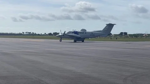 U.S. Customs and Border Protection Beech King Air 350CER aircraft taxiing Stock Footage 290334865