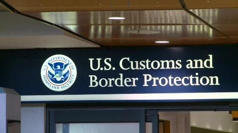 US customs and immigration sign Stock Footage