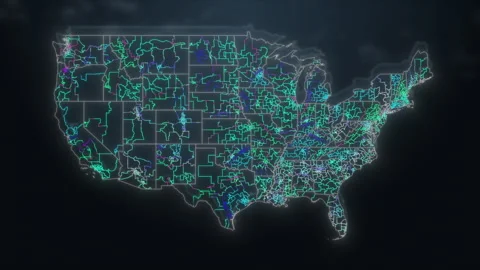 U.S Data Map Showing Activity by State (4K) Stock Footage 327774679