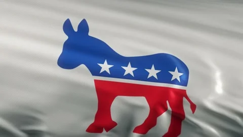 US Democratic party flag donkey  emblem Stock Footage 138879415