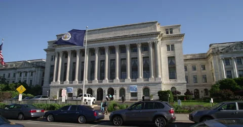 US Department of Agriculture in Washington DC, parked cars on street in Stock Footage 59247428
