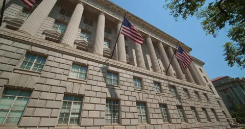 U.S. Department of Commerce Washington D.C. wide angle pan Southside Stock Footage 138829789