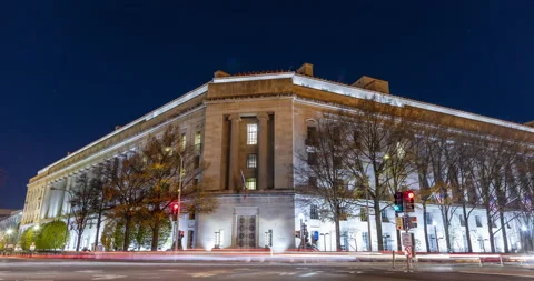 U.S. Department of Justice Headquarters - Washington, DC - Night Time-lapse