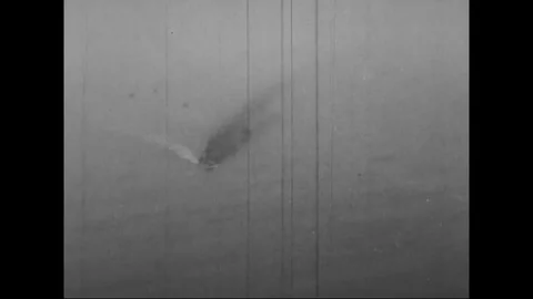 U.S. Destroyer, U.S. Transport and French dirigible on way to Brest - 1917-1919 Stock Footage 98952277