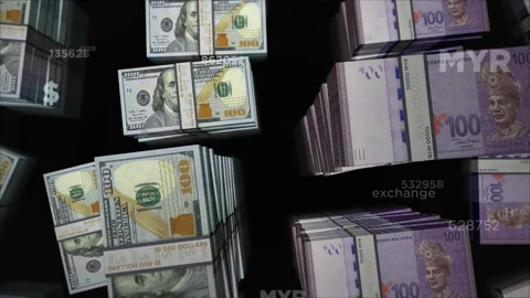 US Dollar and Malaysia Ringgit money exchange loop animation Stock Footage