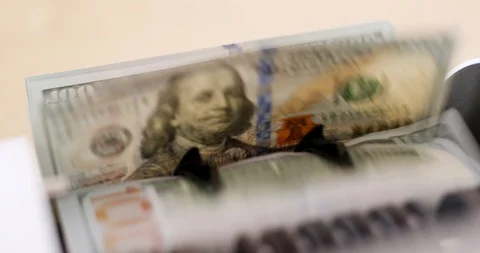 US dollar on automatic counting machine Video stock 86215351