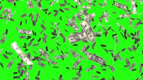 US Dollar Banknotes Falling from Above on Green Background Stock Footage 327858422