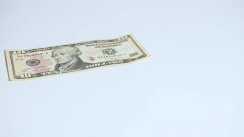 US dollar banknotes flipping down on white background. Stock Footage 104943862