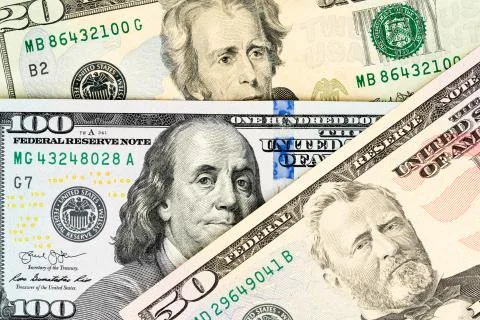 US Dollar banknotes Stock Photos