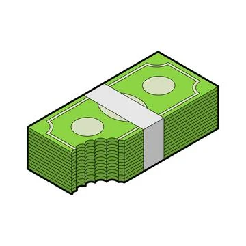 US dollar bills with a bite mark. Symbolizes profit loss, missed financial .. Stock Illustration