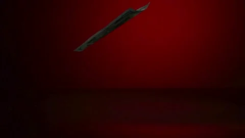 US dollar bills fall slowly onto a dark red reflective surface. Stock Footage 326626516