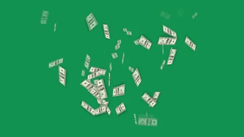 Us dollar bills falling against a green background. 4K Stock Footage 340882809