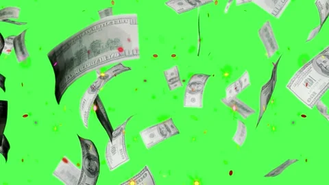 US Dollar bills falling down on green screen background for chroma key Stock Footage 344917798