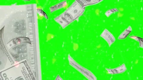 US dollar bills falling on green screen Stock Footage 340613360