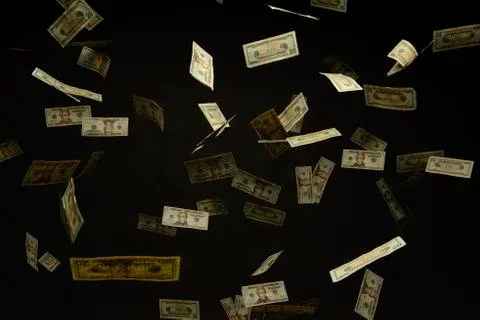 Us dollar bills falling Stock Photos