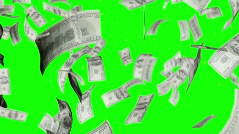 US dollar bills floating in mid-air against green background for financial 스톡 동영상 345865003