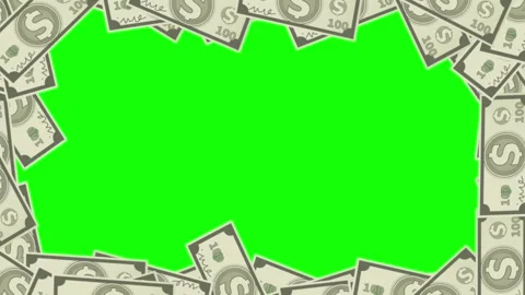 Us dollar bills frame border with green screen background for financial video Video stock 347345801