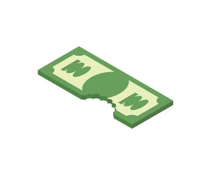 US dollar bills with a noticeable bite mark, symbolizing loss of profit, fi.. Stock Illustration
