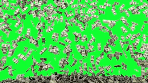 US dollar bills raining and piling on green background Stock Footage 331766214