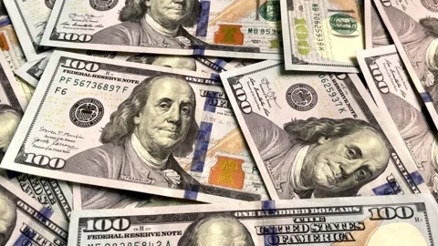 US dollar cash banknotes spread out on table, close-up view Stock Footage 283733247