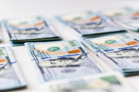 Us dollar cash money stack isolated on white background 스톡 사진