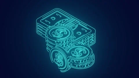 Us dollar cash notes bundle with stack of us dollar coins digital wealth Stock Footage 241162308