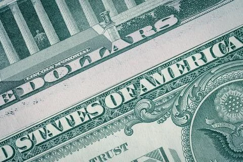 US dollar. Close up. Two banknotes forming a business background.  Stock Photos