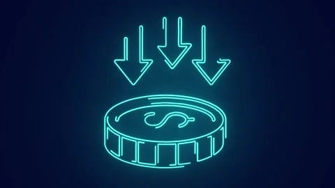 Us dollar coin falling due to recession in economy animation	 Stock Footage 241163314