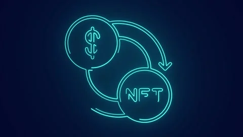 Us dollar converted to NFT for nft marketplace buying nft art animation Stock Footage 241162222