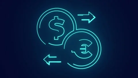 Us dollar currency conversion to euro currency exchange to foreign animation Stock Footage 241162058