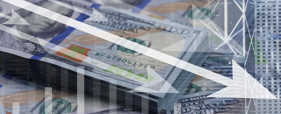 US dollar currency decrease or drop in bad situation Stock Photos