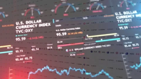 U.S. Dollar Currency Index Concept with Financial Graph Stock Footage 336478602