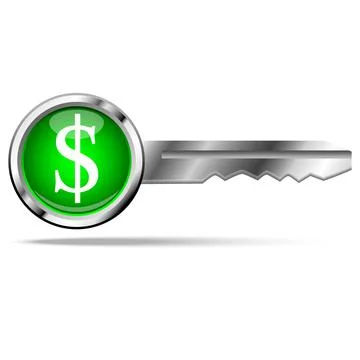 US dollar icon on grey key Stock Illustration