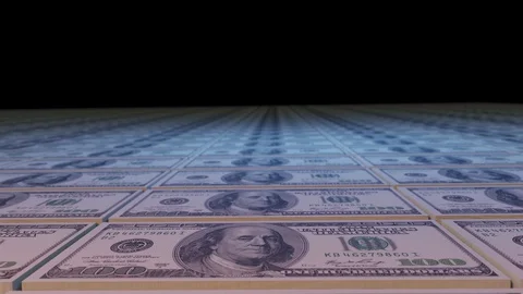 US dollar money currency printing seamless loop animation background Stock Footage