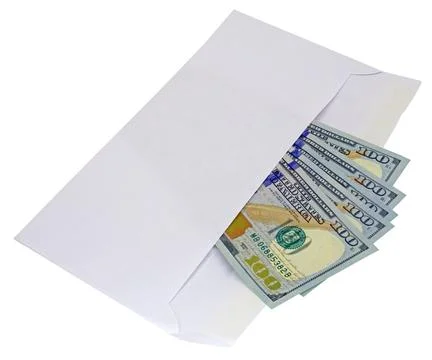 US Dollar Notes in the envelopes on white Stock Photos