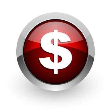 Us dollar red circle web glossy icon. Stock-Illustration